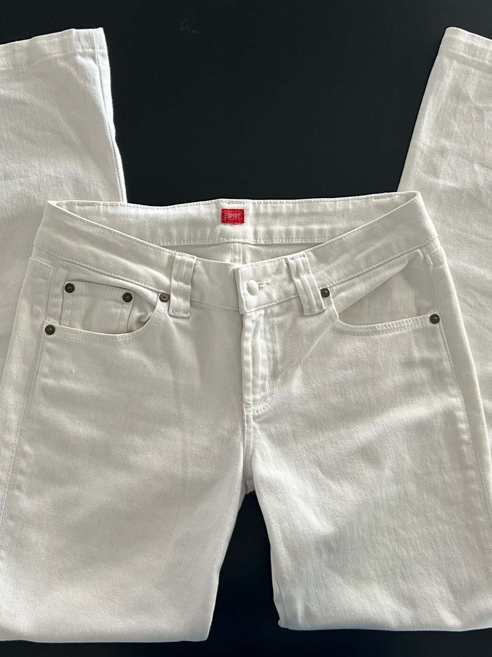 Esprit White Stretch Denim Jeans Size 8 slight flare/ Low Rise